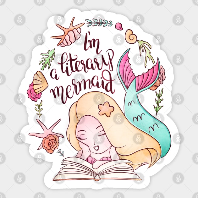 I'M A LITERARY MERMAID Sticker by Catarinabookdesigns